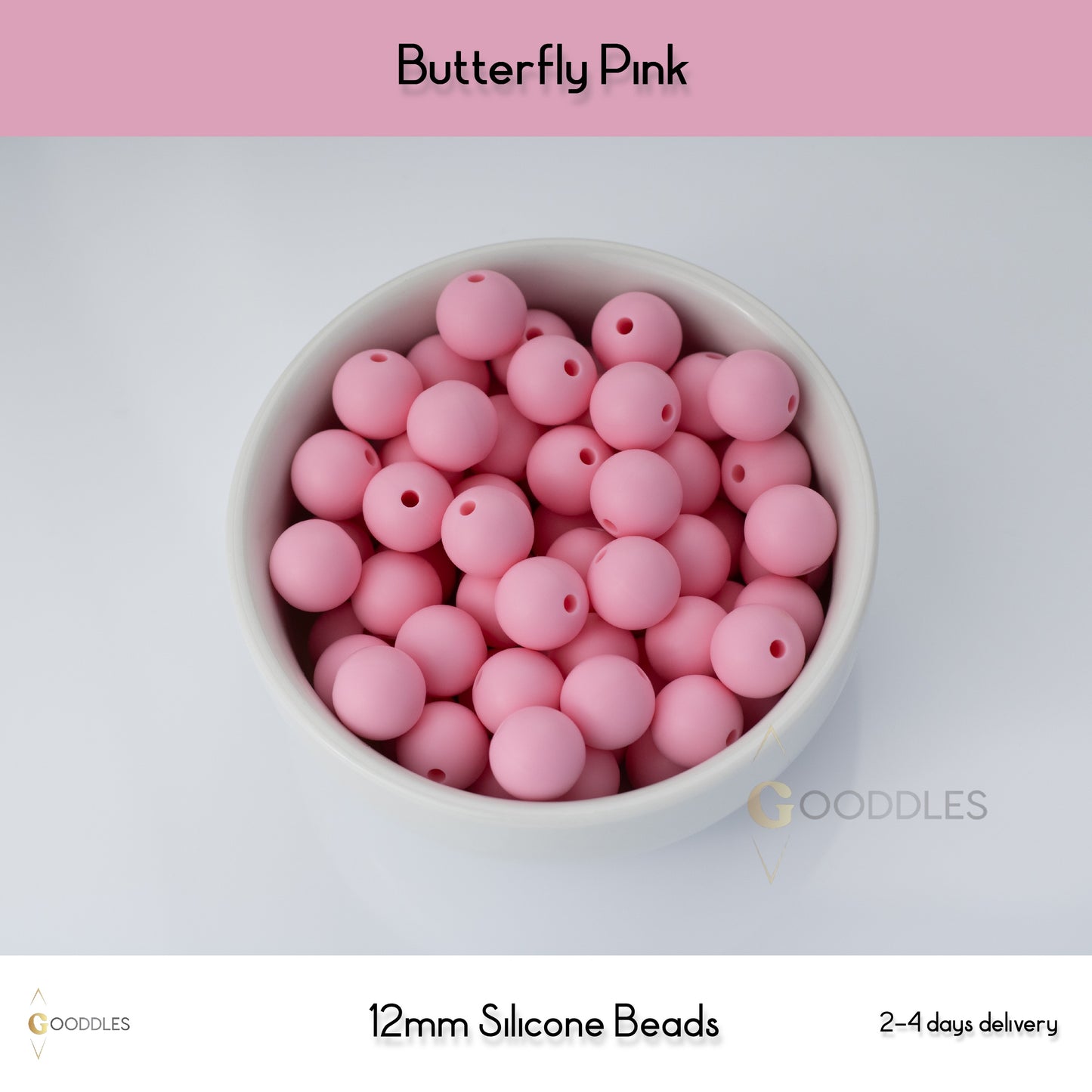 Butterfly Pink Silicone Beads Round Silicone Beads