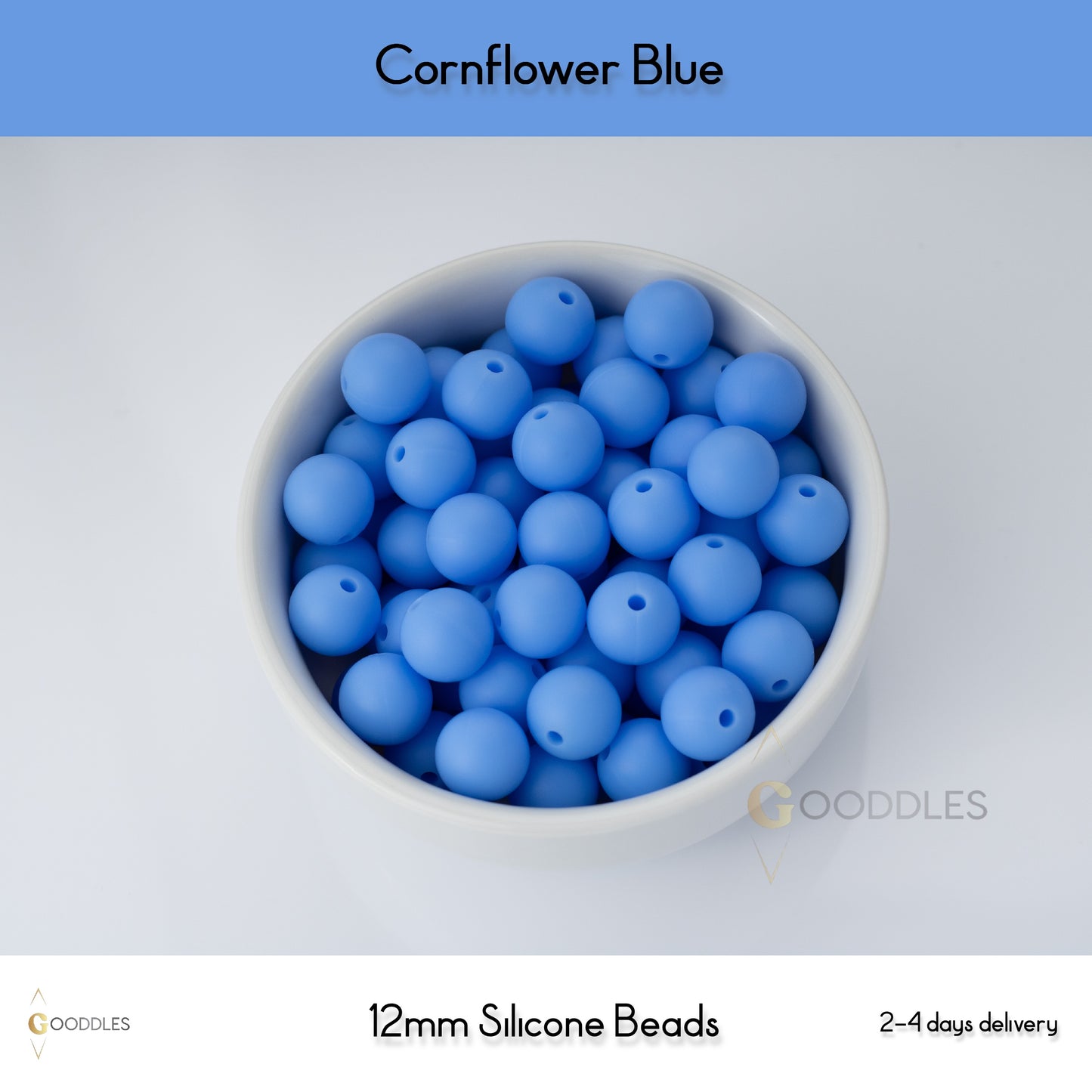Cornflower Blue Silicone Beads Round Silicone Beads