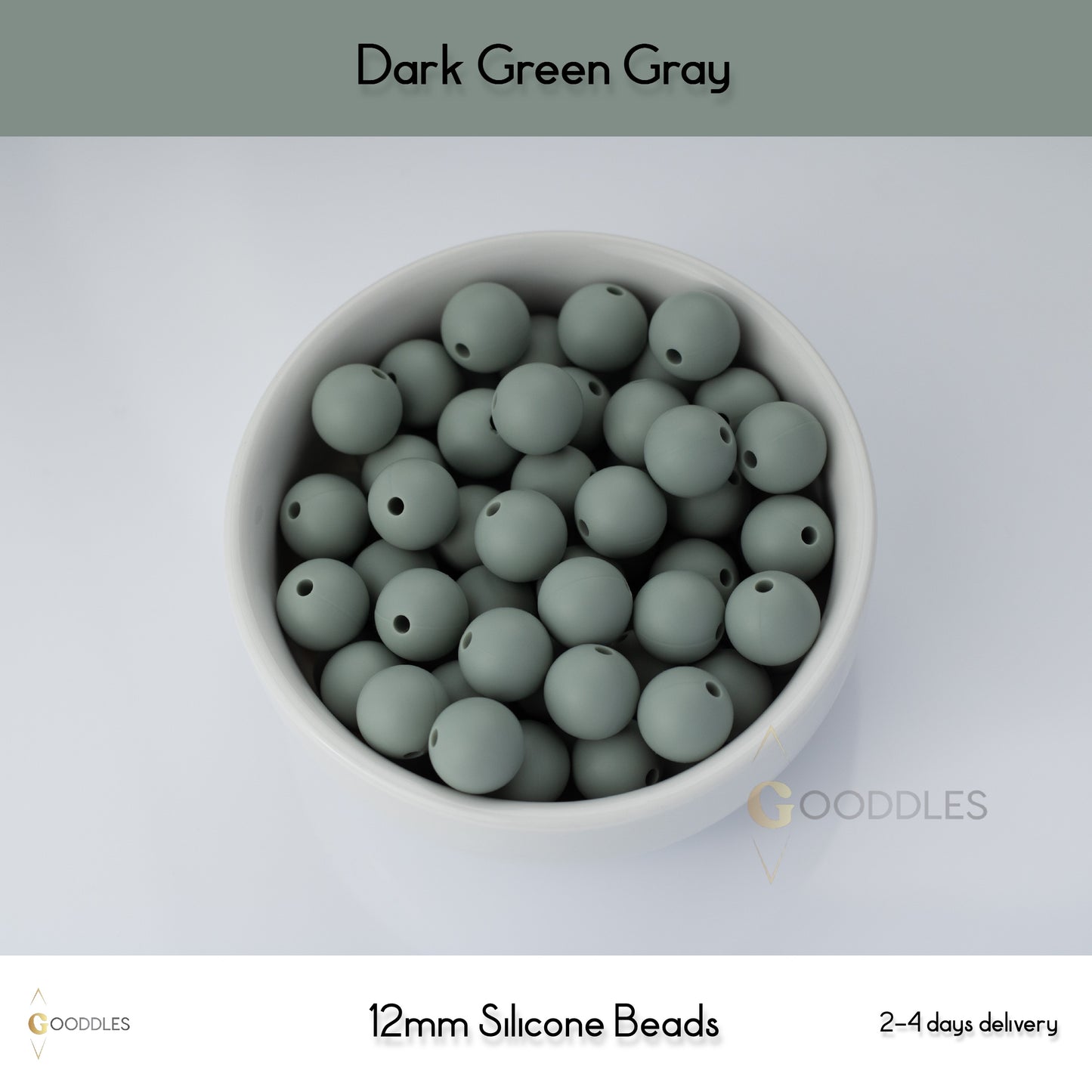 Dark Green Gray Silicone Beads Round Silicone Beads