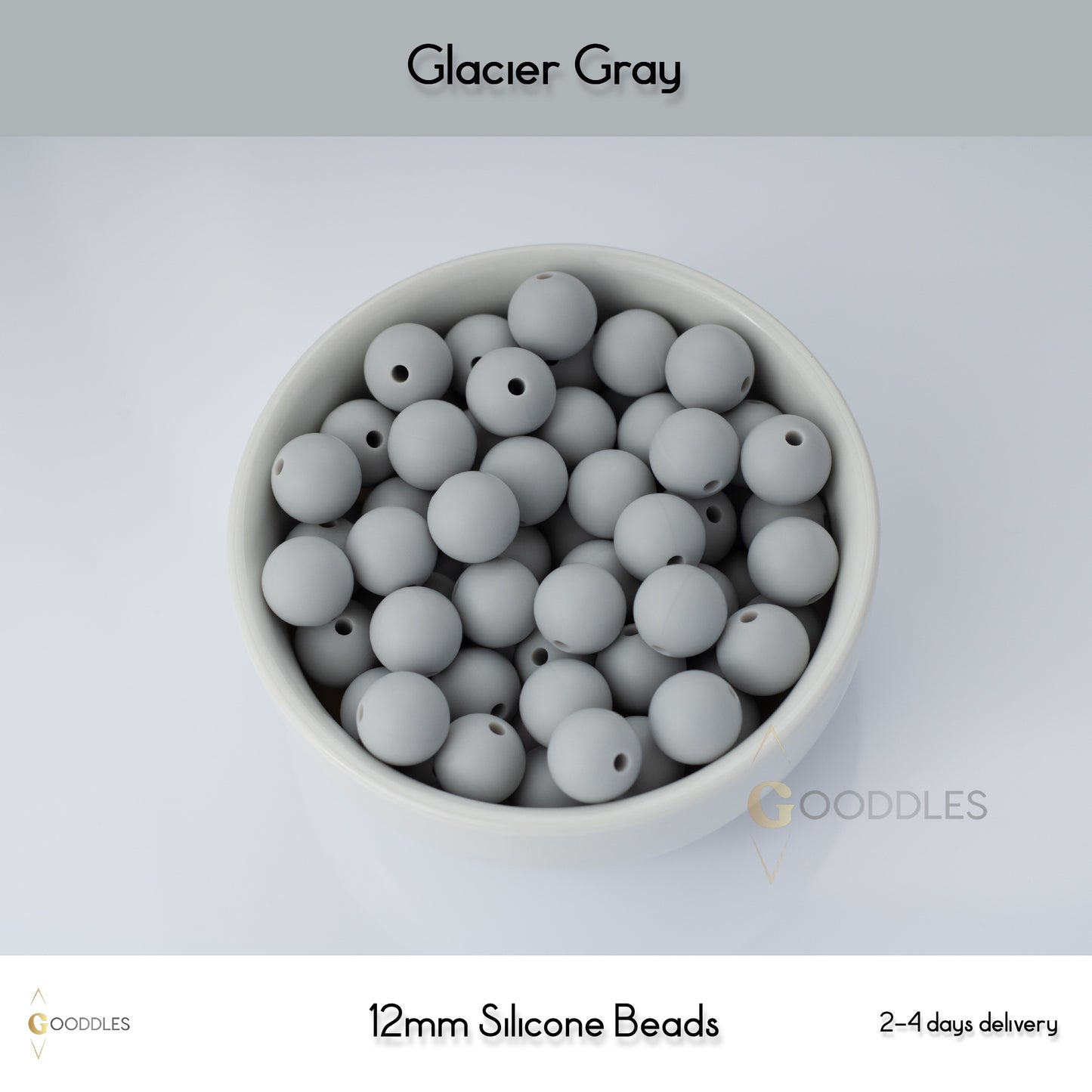 Glacier Gray Silicone Beads Round Silicone Beads