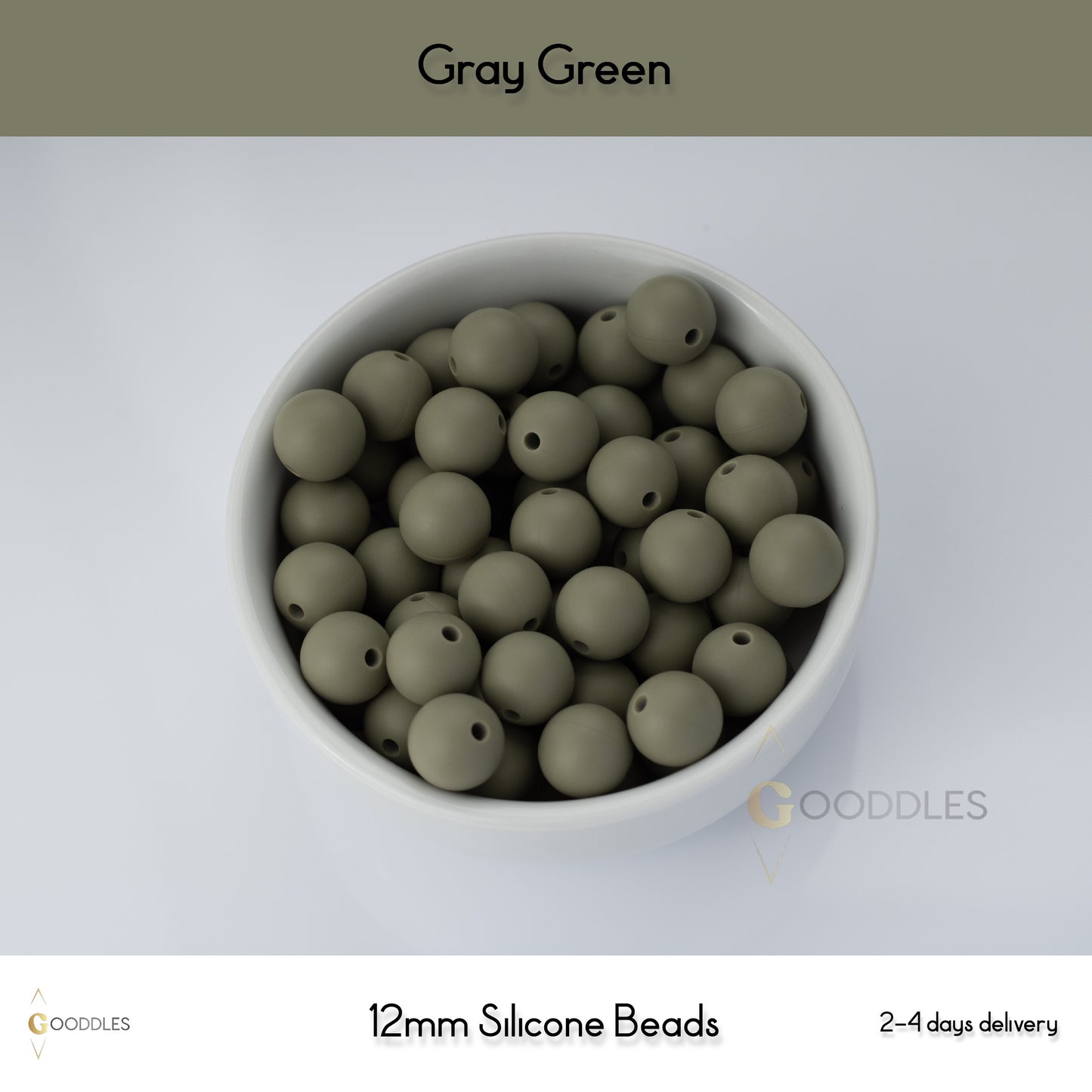 Gray Green Silicone Beads Round Silicone Beads