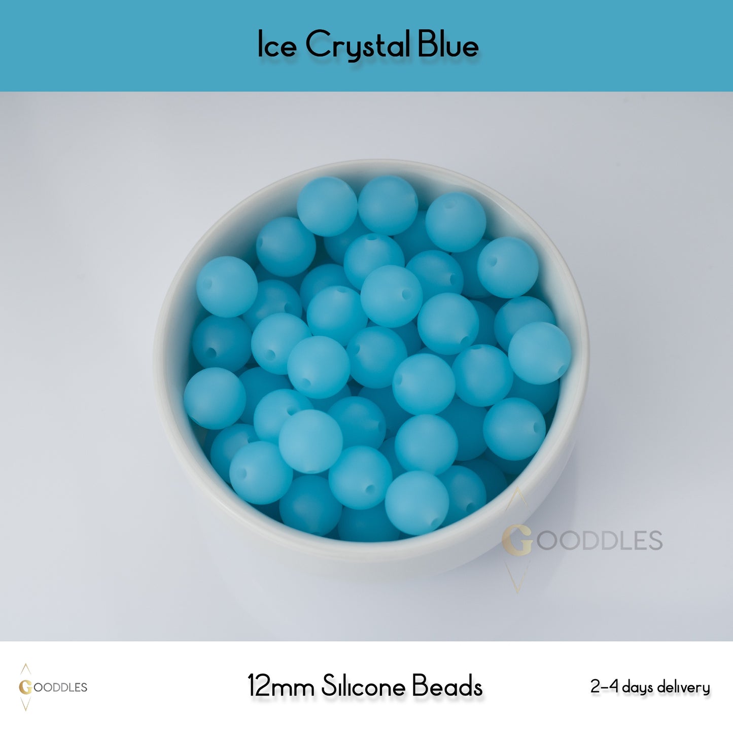 Ice Crystal Blue Silicone Beads Round Silicone Beads
