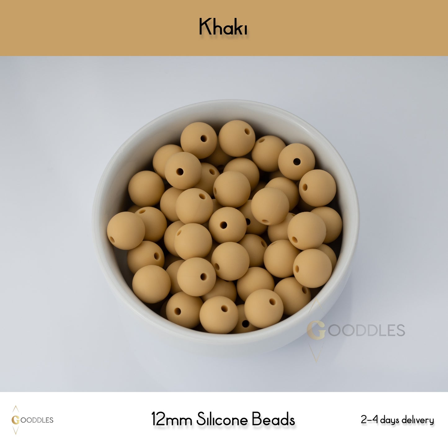 Khaki Silicone Beads Round Silicone Beads