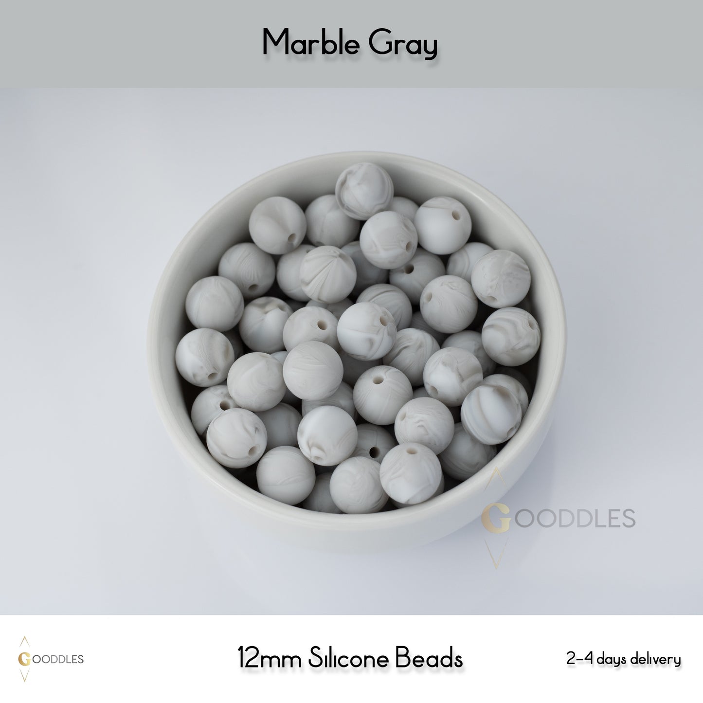 Marble Gray Silicone Beads Round Silicone Beads