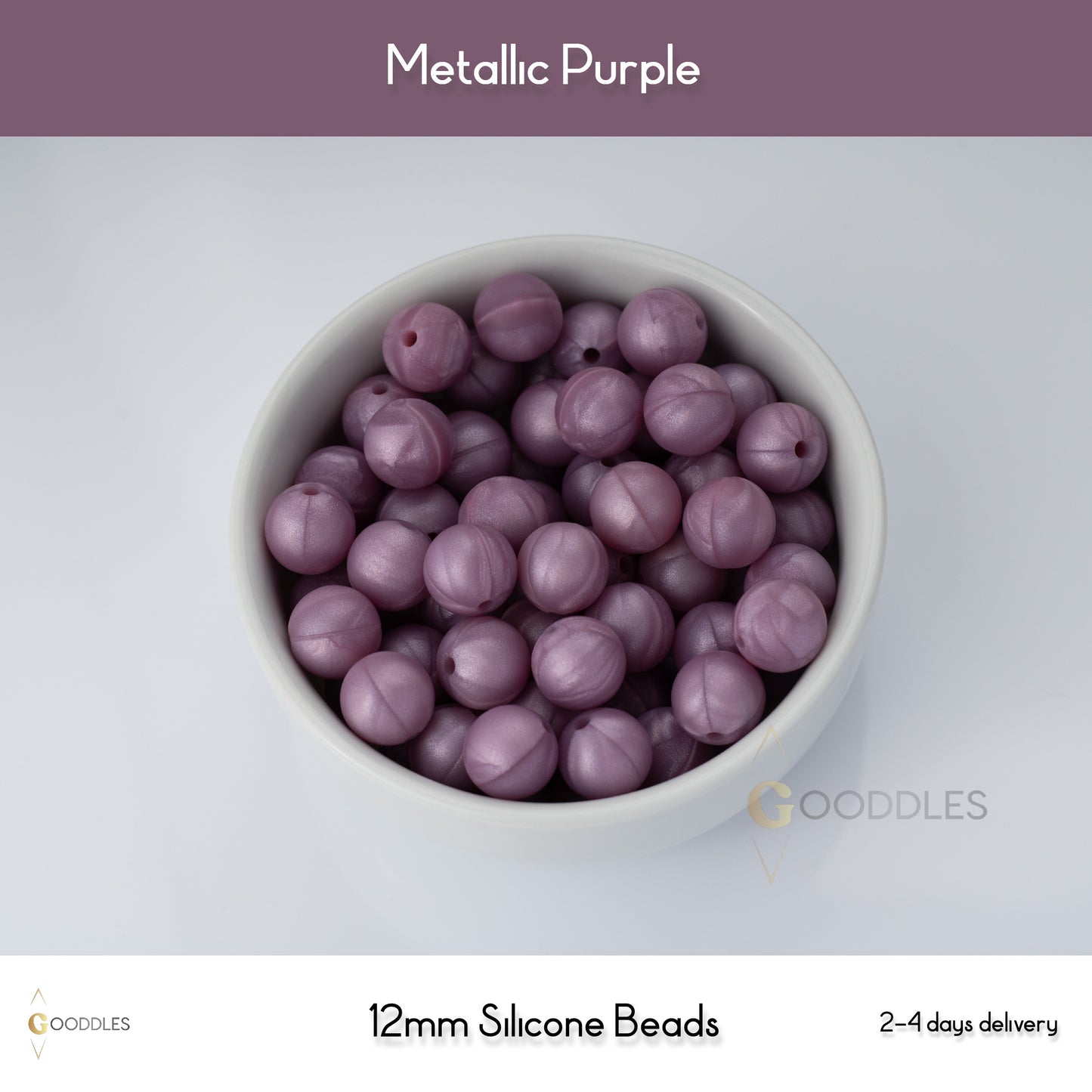 Metallic Purple Silicone Beads Round Silicone Beads