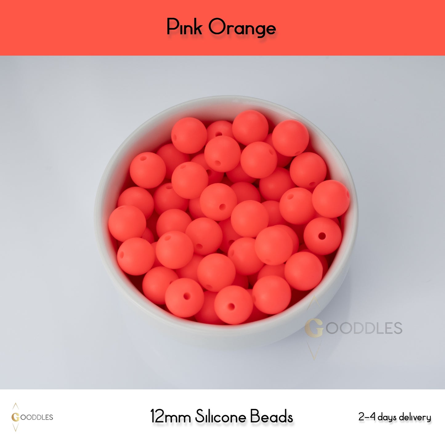 Pink Orange Silicone Beads Round Silicone Beads