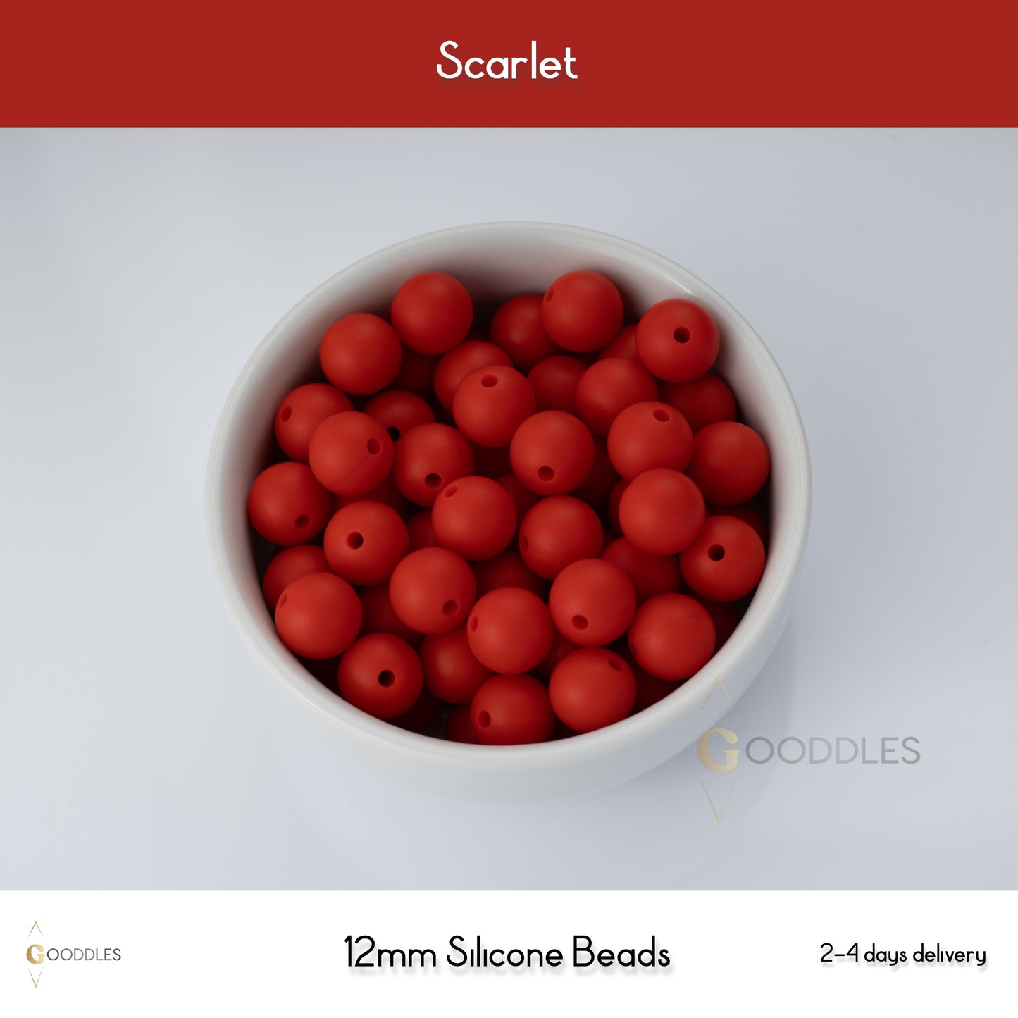 Scarlet Silicone Beads Round Silicone Beads