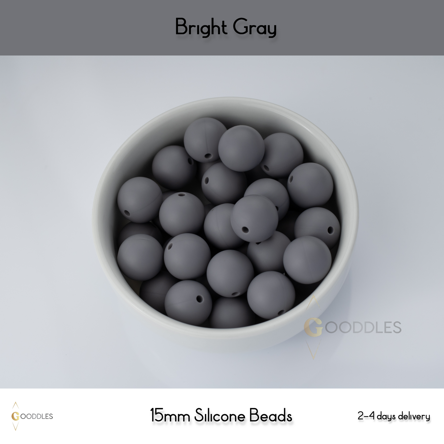 Bright Gray Silicone Beads Round Silicone Beads