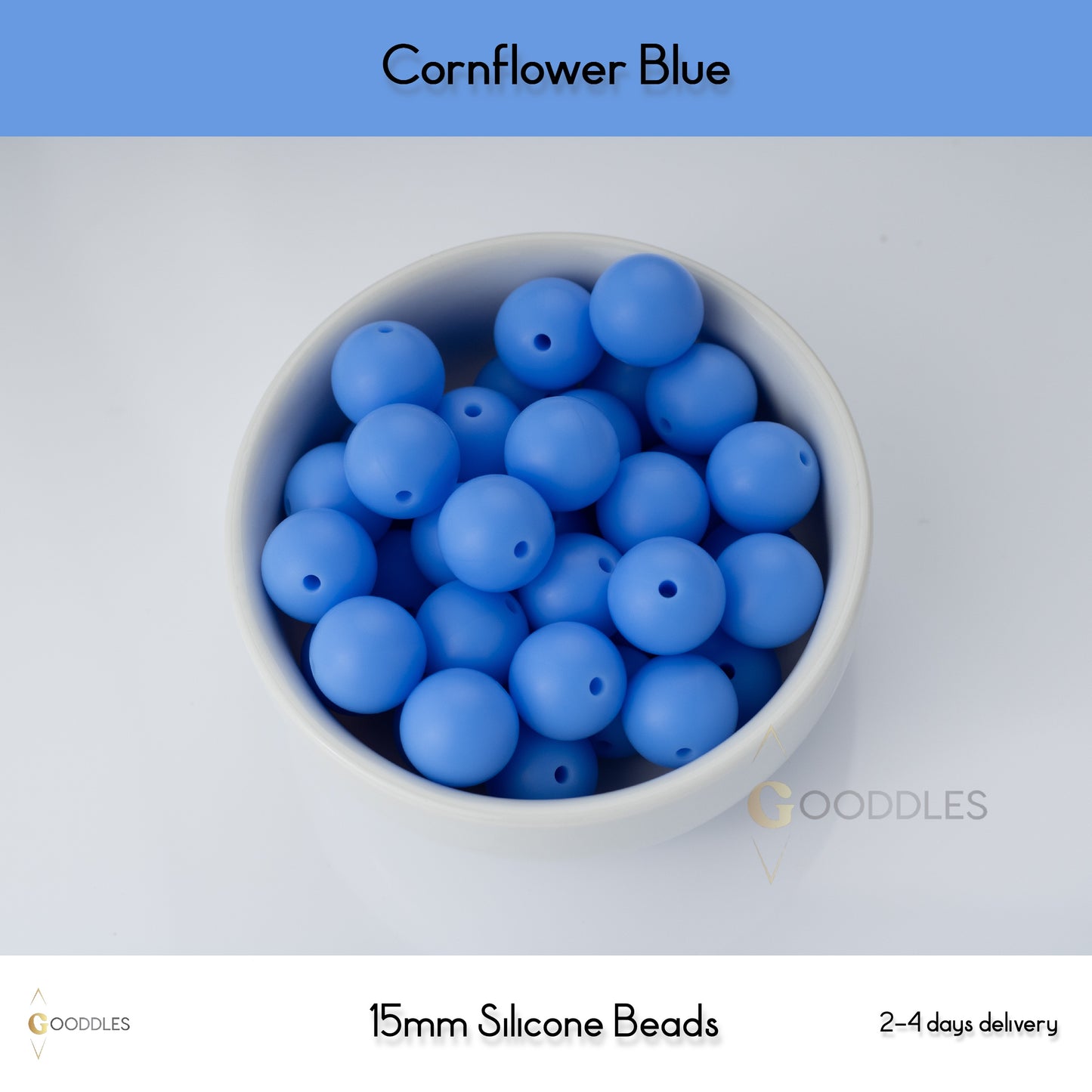 Cornflower Blue Silicone Beads Round Silicone Beads
