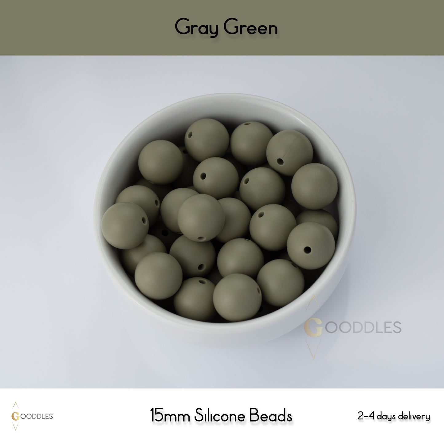 Gray Green Silicone Beads Round Silicone Beads