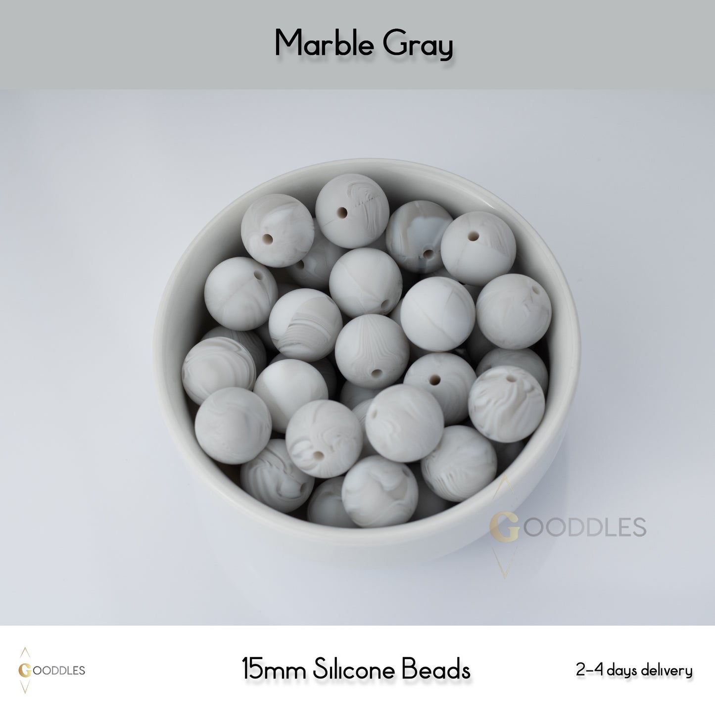 Marble Gray Silicone Beads Round Silicone Beads