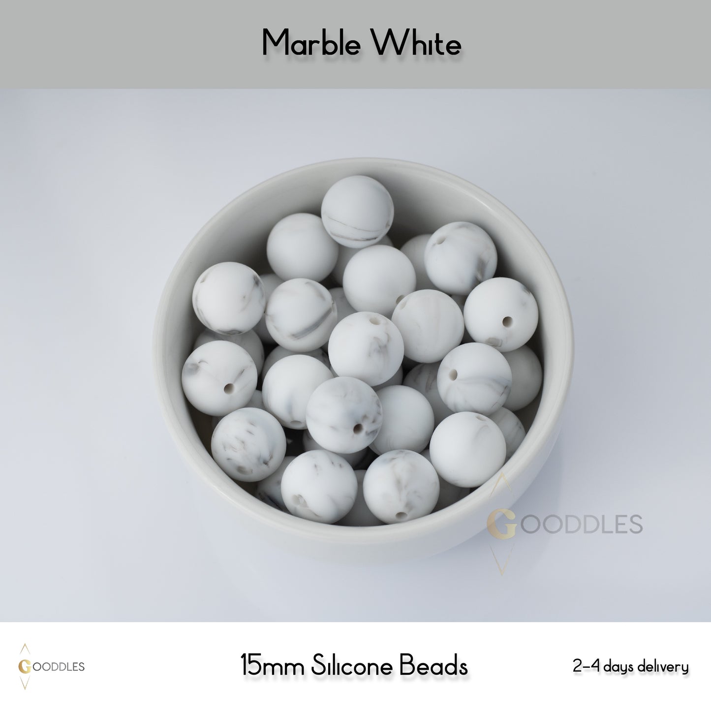 Marble White Silicone Beads Round Silicone Beads