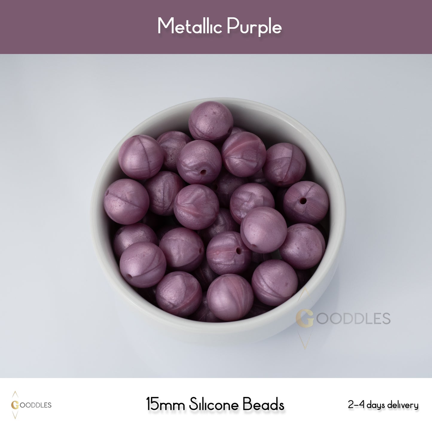 Metallic Purple Silicone Beads Round Silicone Beads