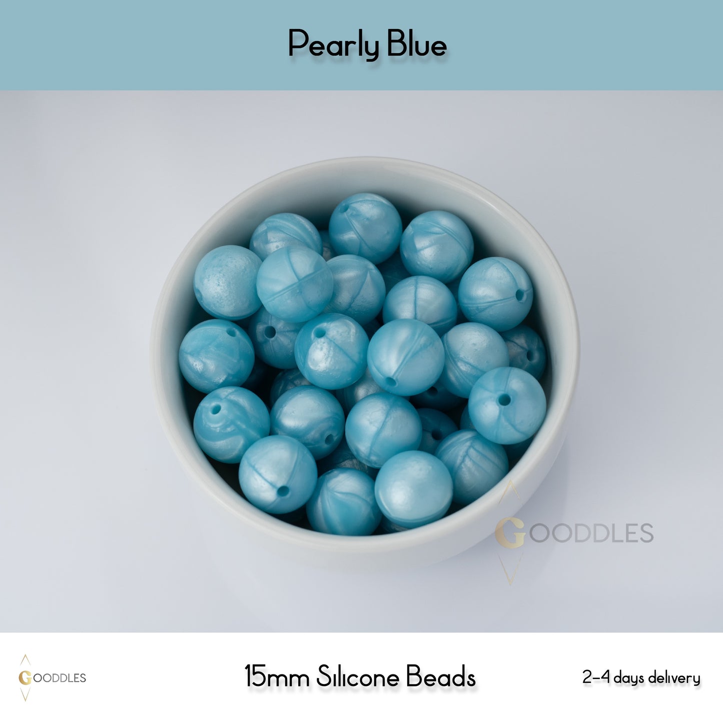 Pearly Blue Silicone Beads Round Silicone Beads