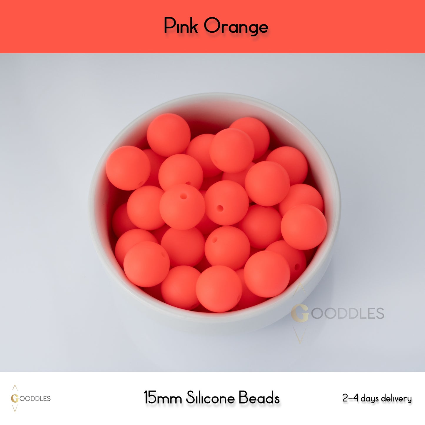 Pink Orange Silicone Beads Round Silicone Beads