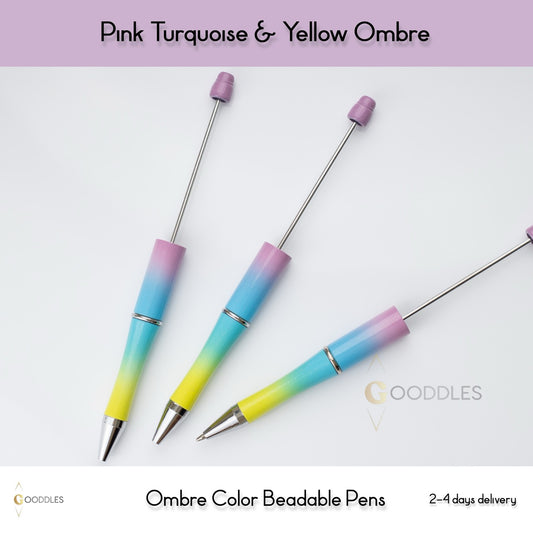 Picture of Pink Turquoise & Yellow Ombre Beadable Pens