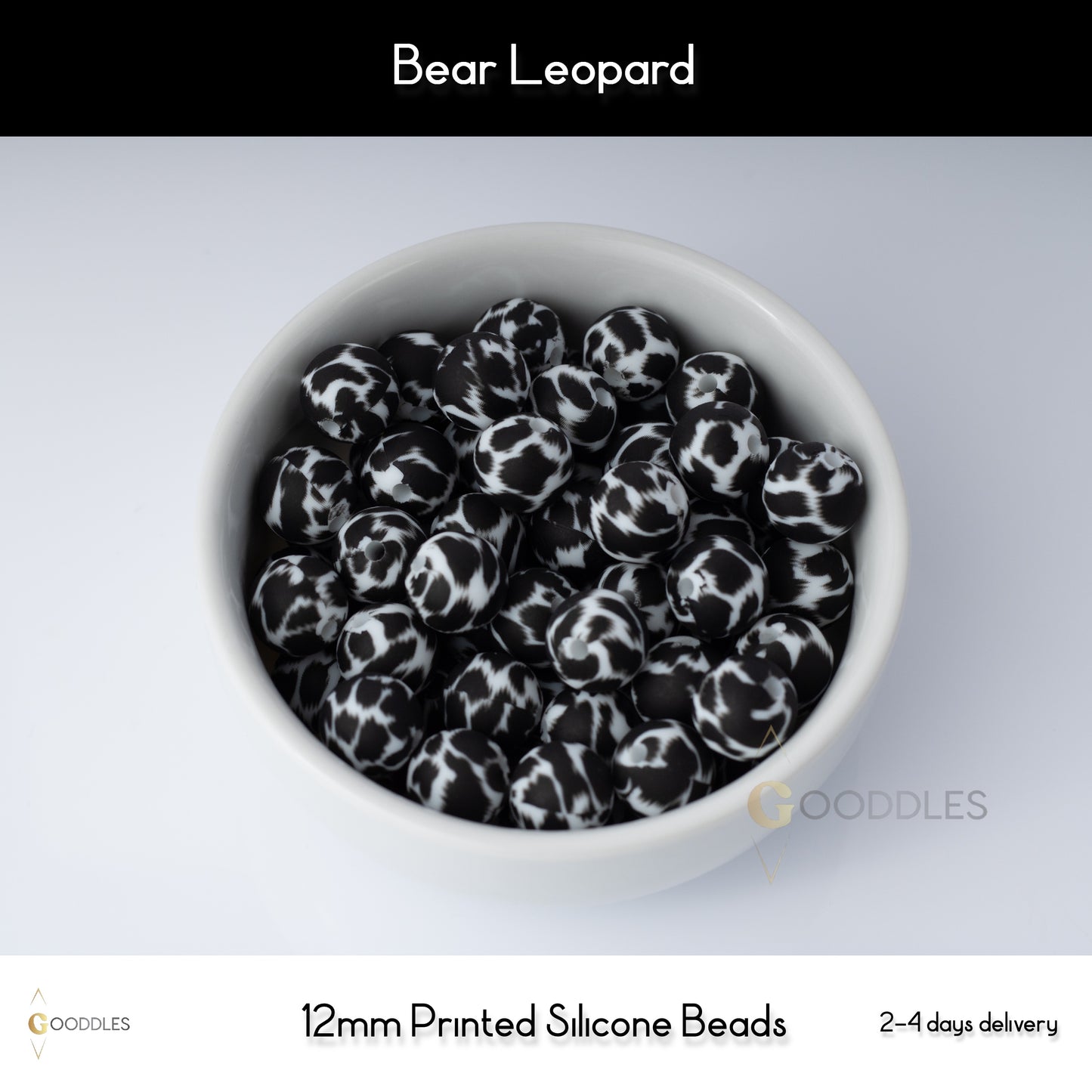 Bear Leopard Silicone Beads Printed Round Silicone Beads
