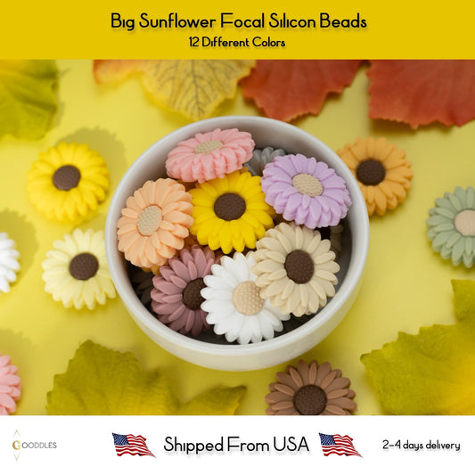 Big Sunflower Silicone Focal Beads