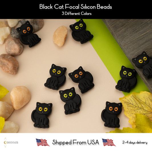 Black Cat Focal Silicone Beads