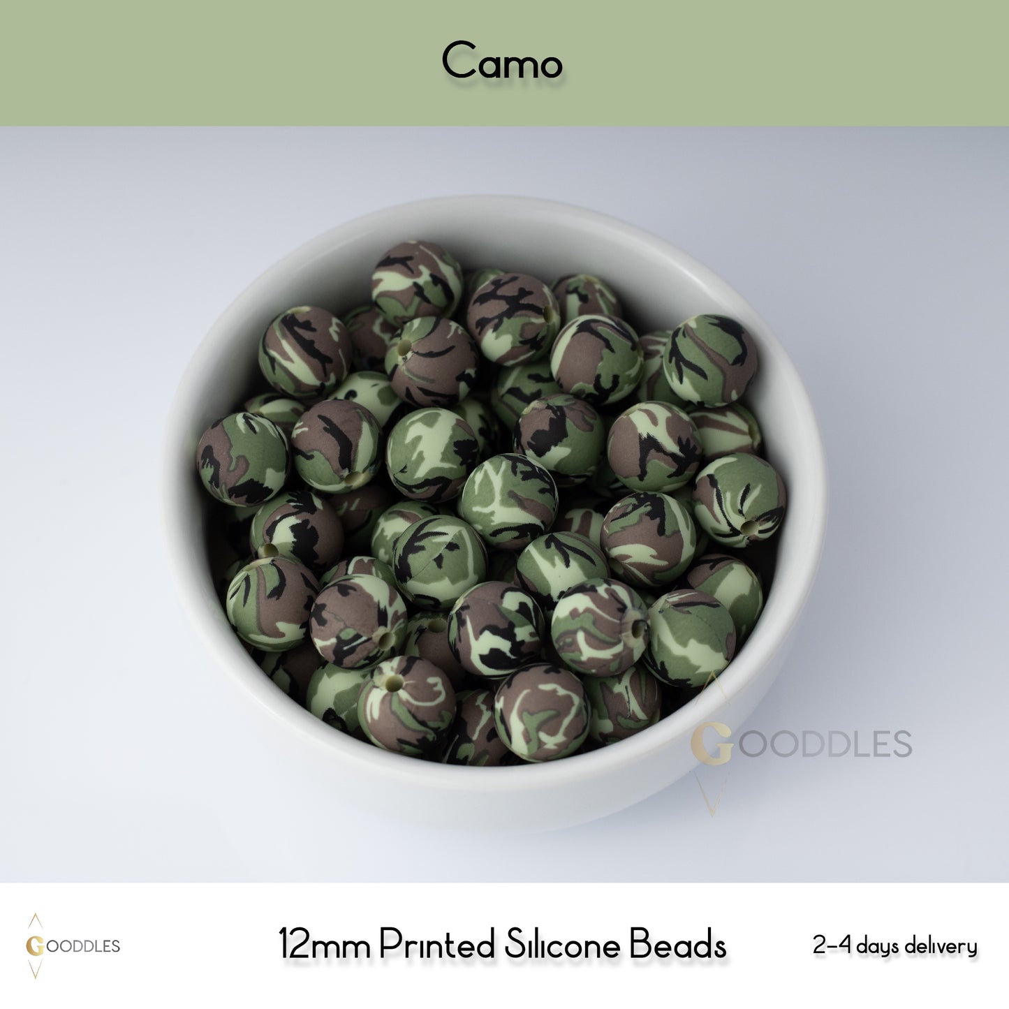 Camo Silicone Beads Printed Round Silicone Beads
