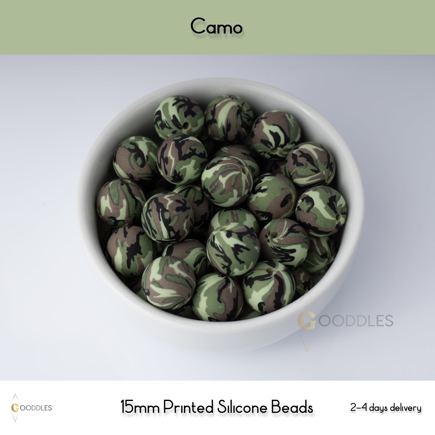 Camo Silicone Beads Printed Round Silicone Beads
