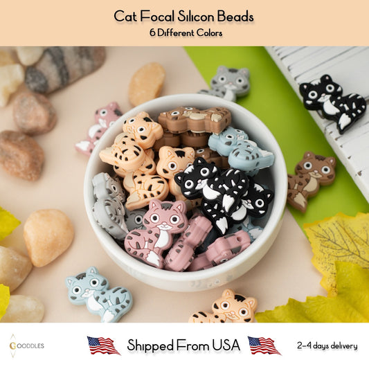 Cat Silicone Focal Beads