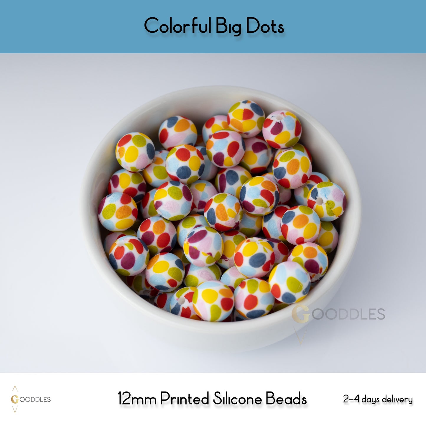 Colorful Big Dots Silicone Beads Printed Round Silicone Beads