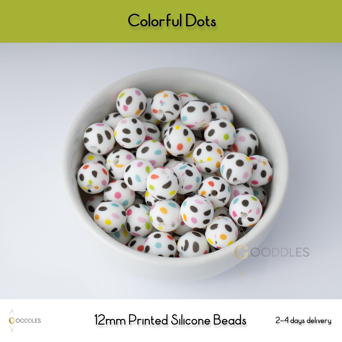 Colorful Dots Silicone Beads Printed Round Silicone Beads