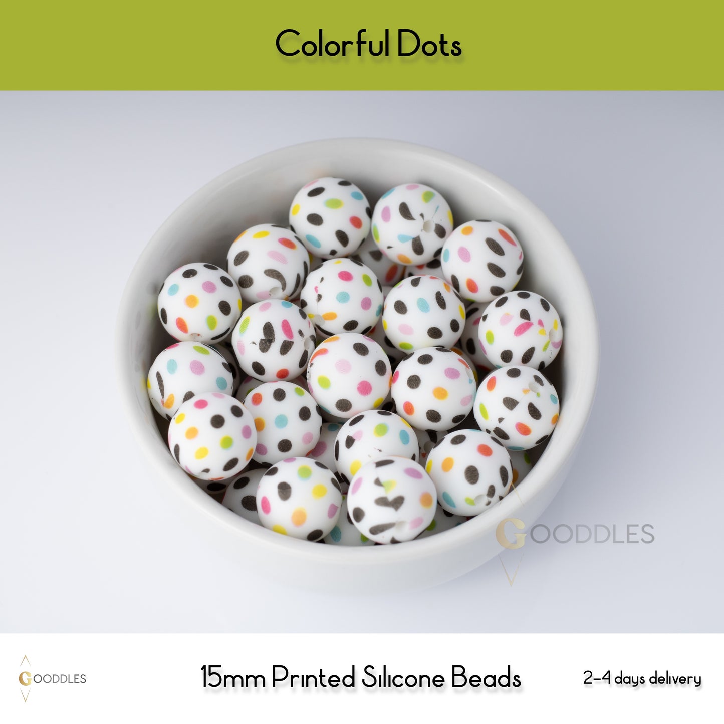 Colorful Dots Silicone Beads Printed Round Silicone Beads