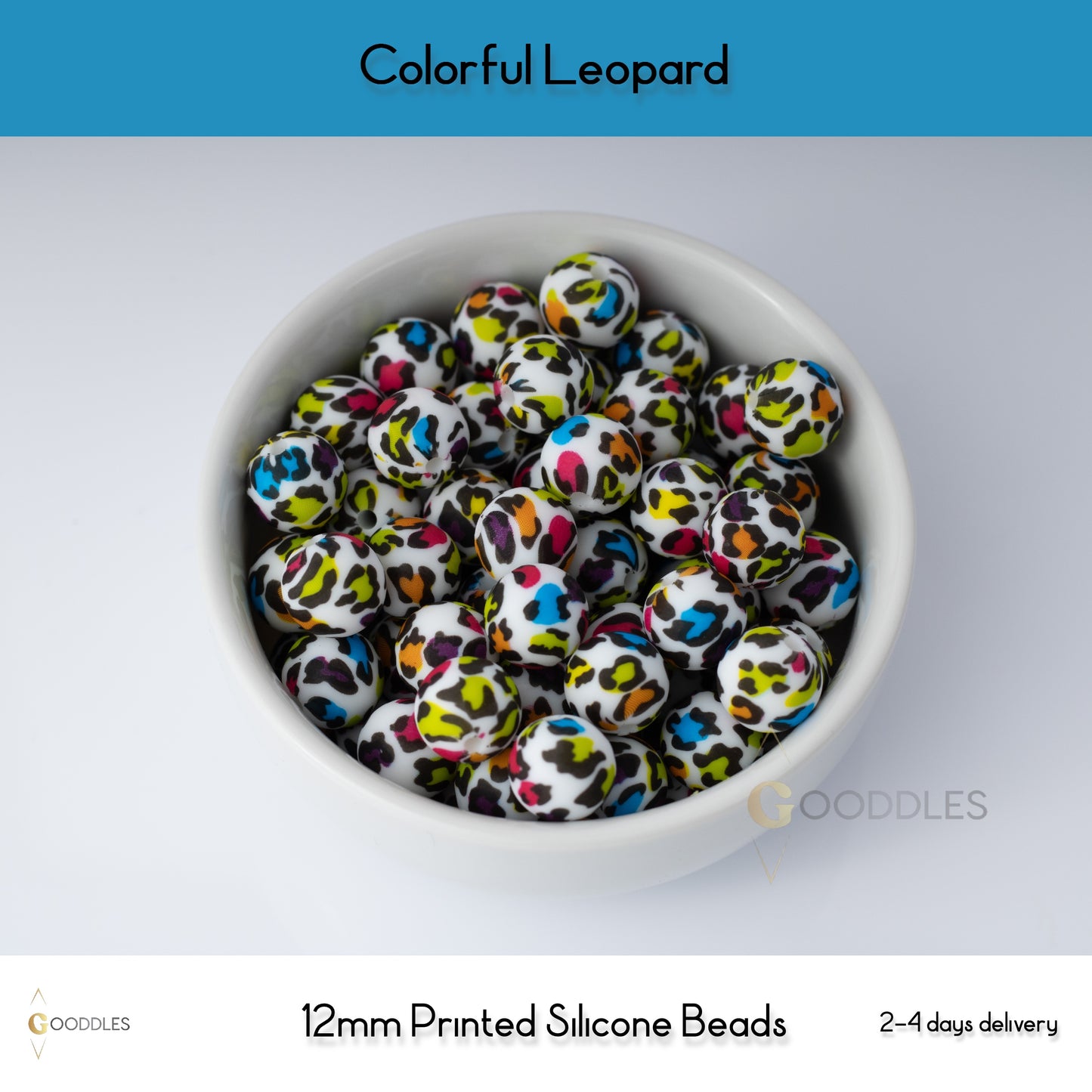 Colorful Leopard Silicone Beads Printed Round Silicone Beads