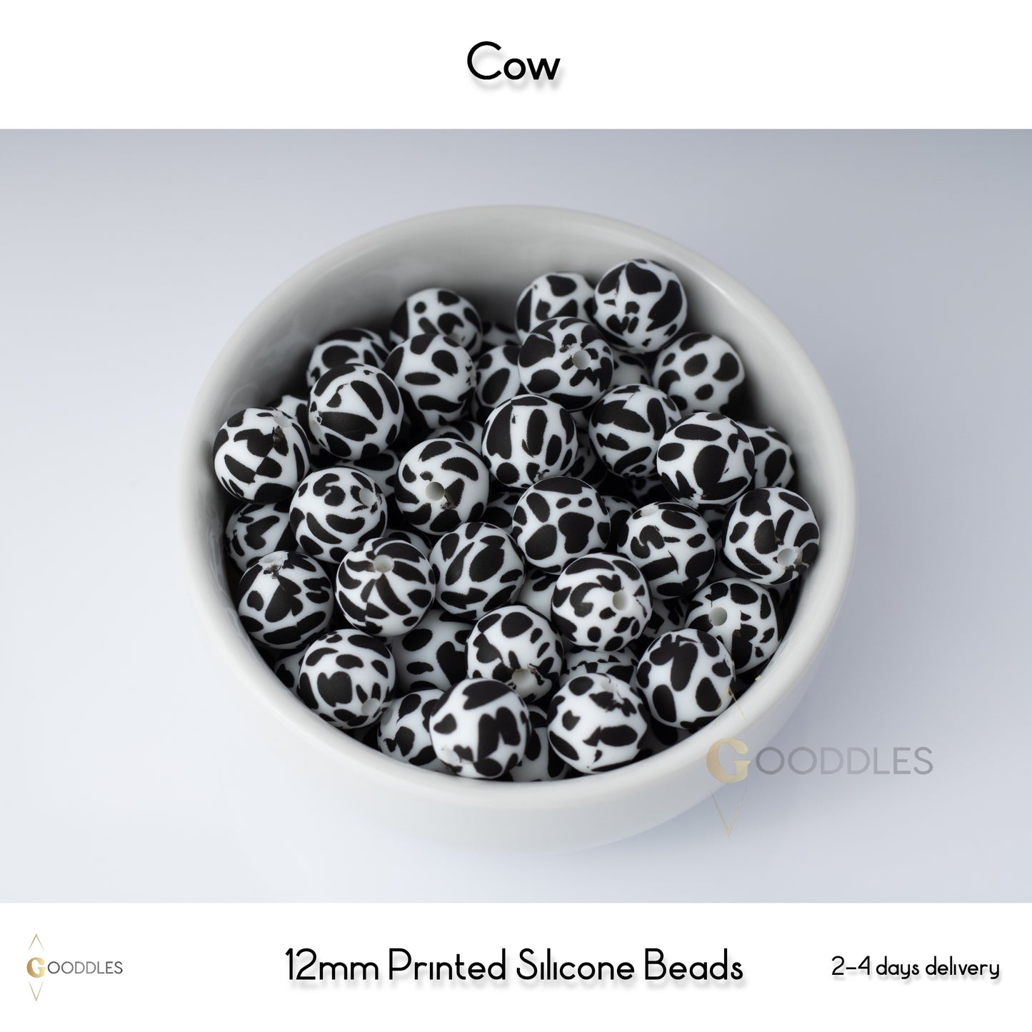 Cow Silicone Beads Printed Round Silicone Beads