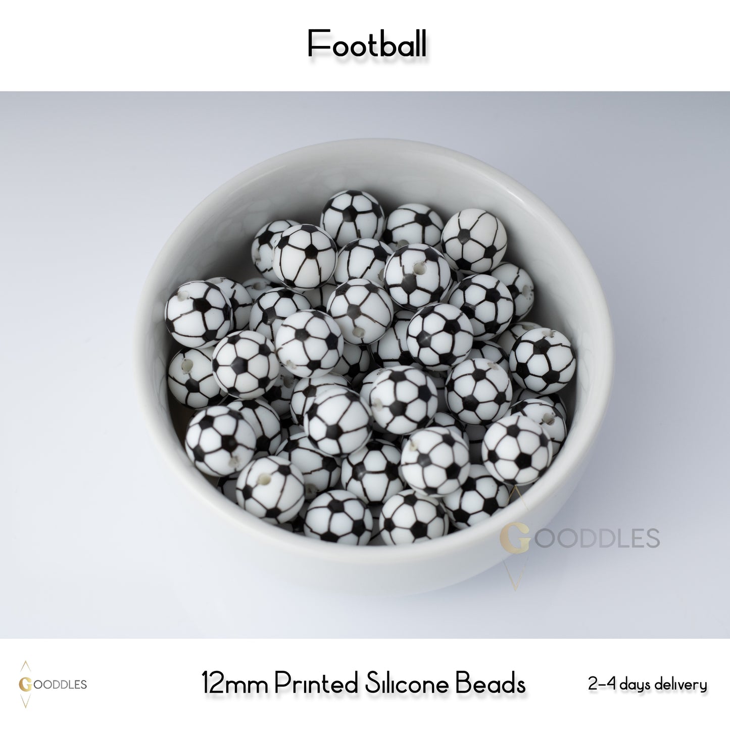 Football Silicone Beads Printed Round Silicone Beads