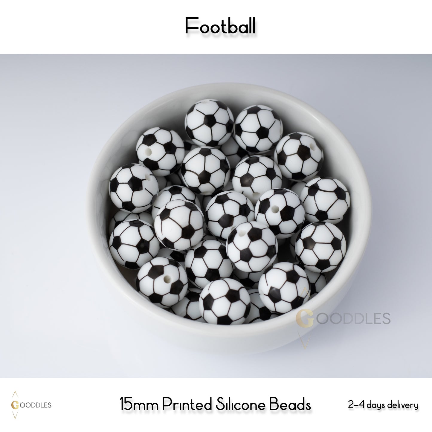 Football Silicone Beads Printed Round Silicone Beads