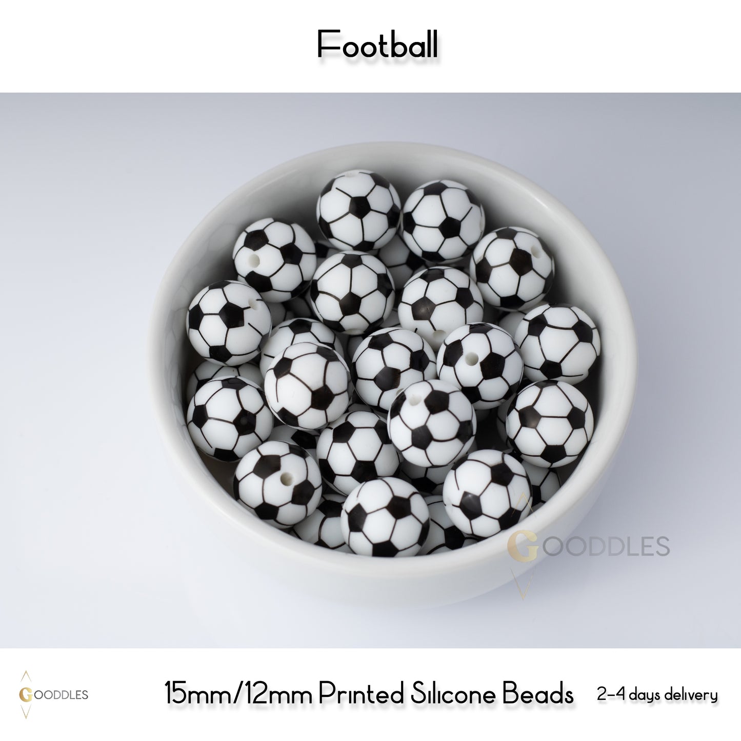 Football Silicone Beads Printed Round Silicone Beads