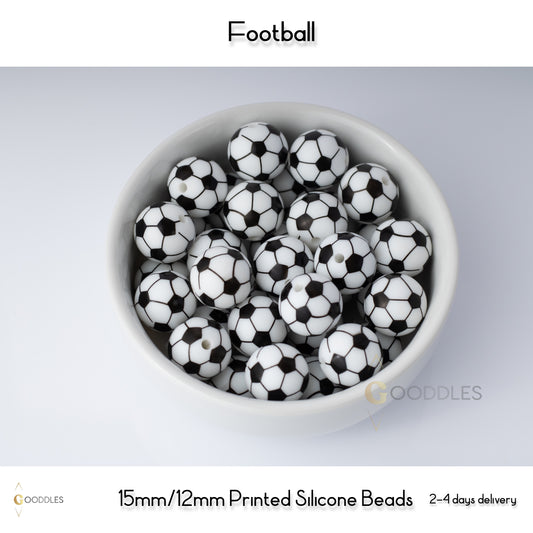 Football Silicone Beads Printed Round Silicone Beads