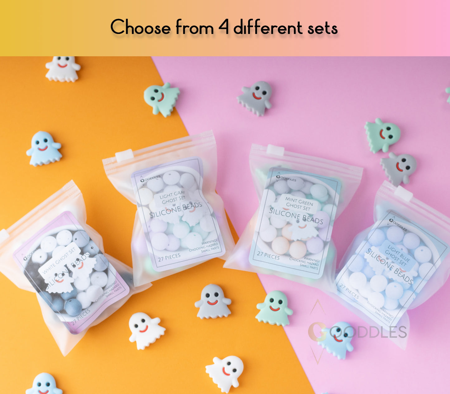 27pcs, 15mm Ghost Focal Silicone Bead Mix Round Silicone Beads