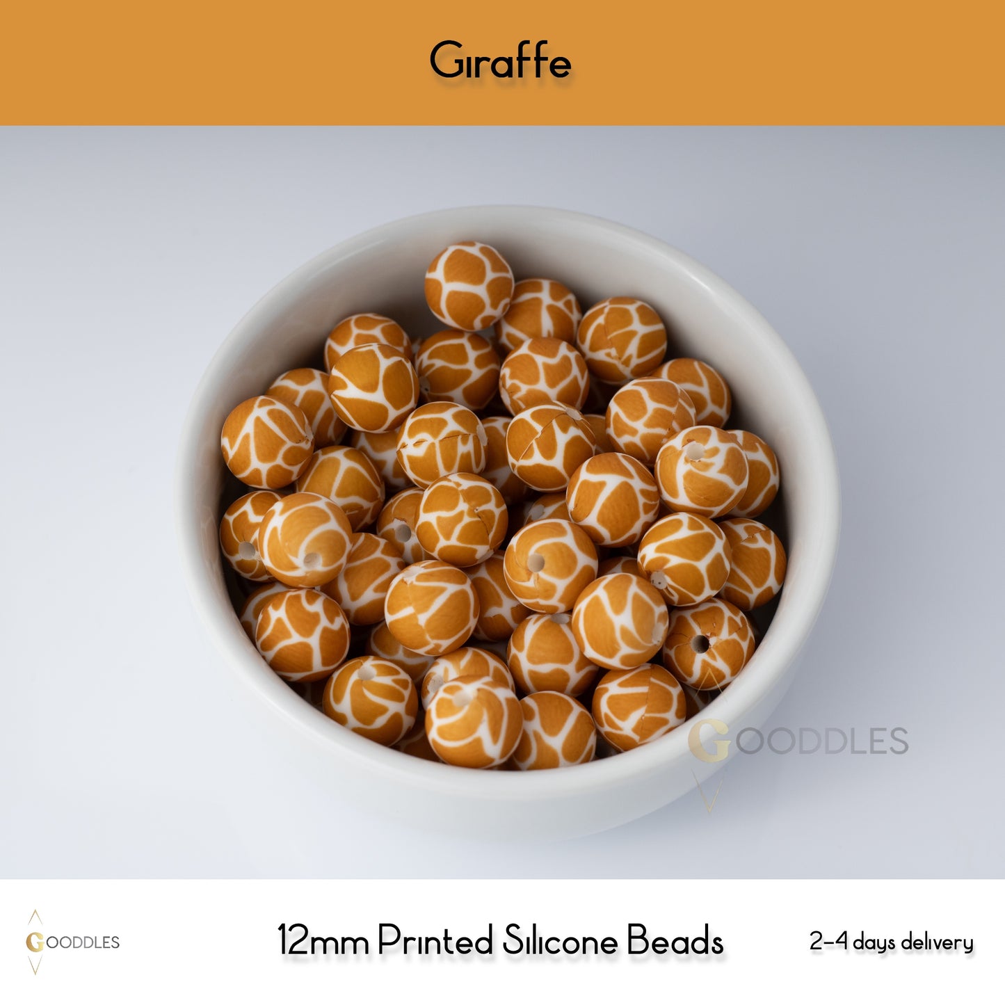Giraffe Silicone Beads Printed Round Silicone Beads