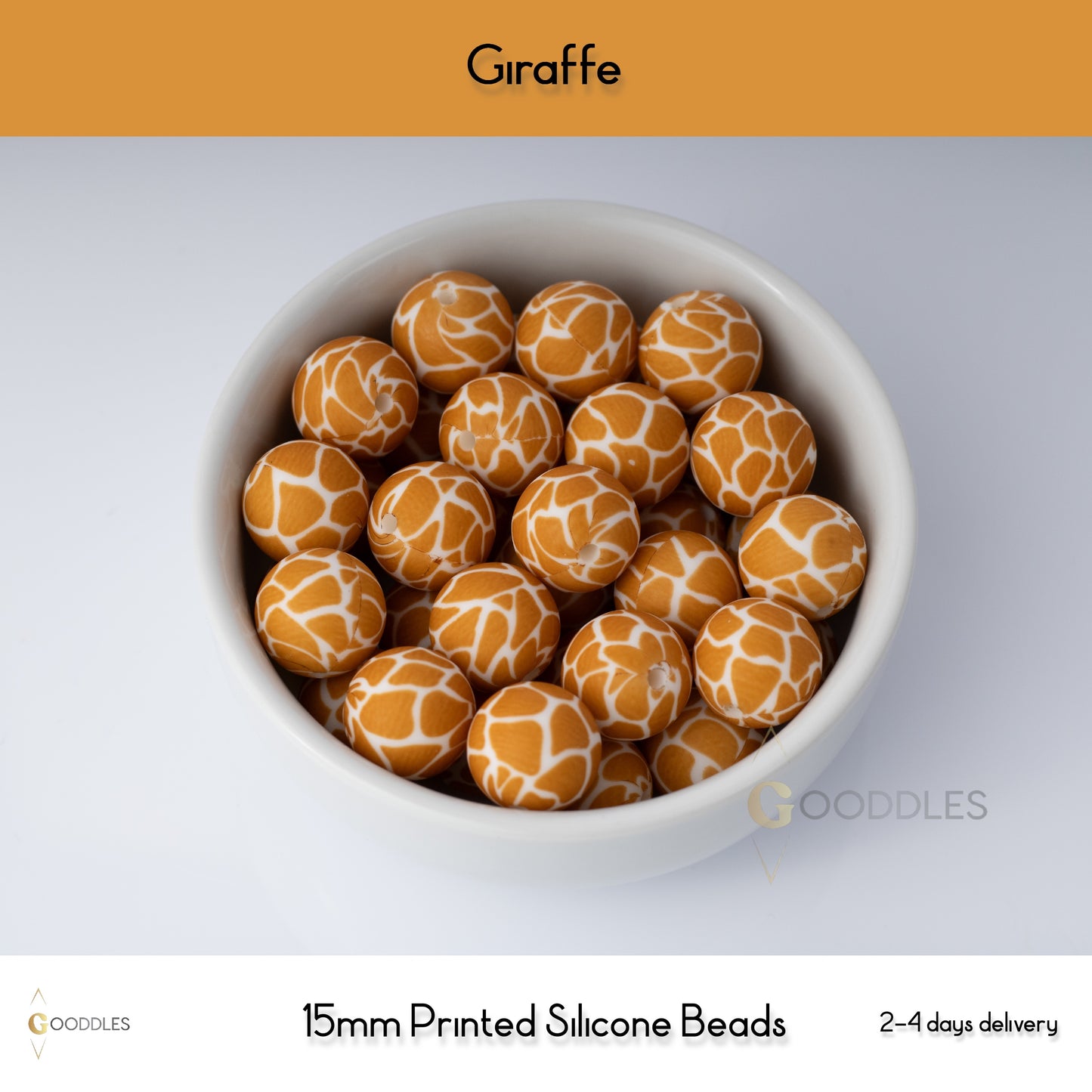 Giraffe Silicone Beads Printed Round Silicone Beads