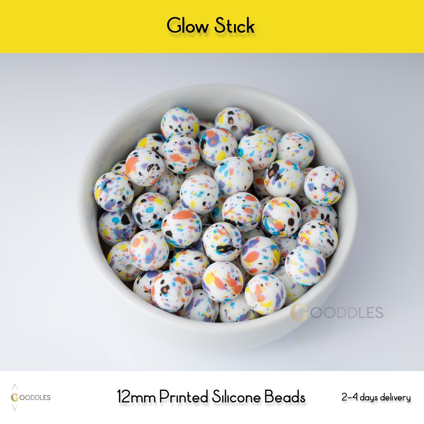 Glow Stick Silicone Beads Printed Round Silicone Beads
