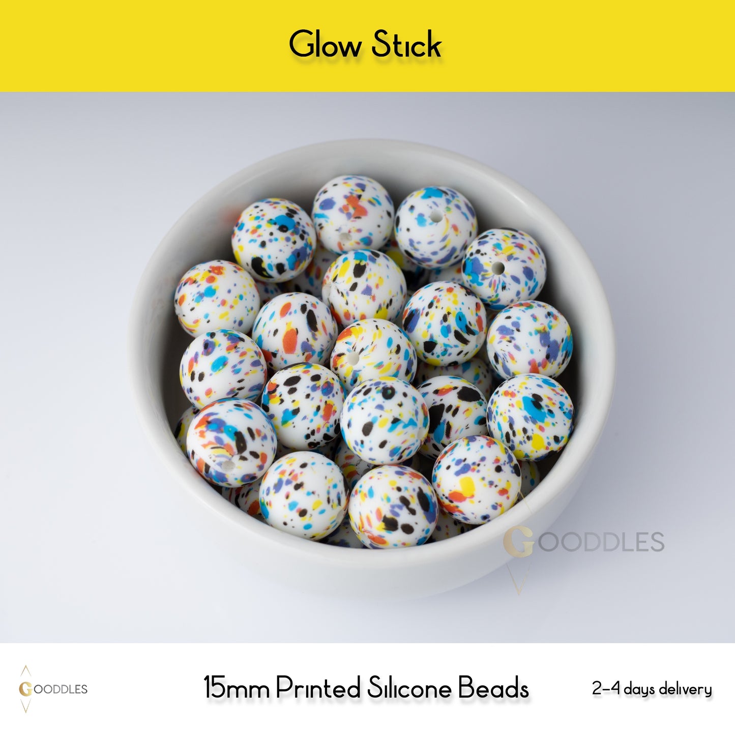 Glow Stick Silicone Beads Printed Round Silicone Beads