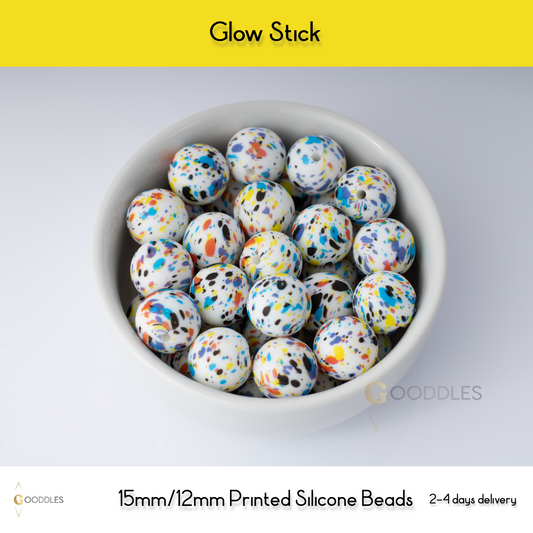 Glow Stick Silicone Beads Printed Round Silicone Beads