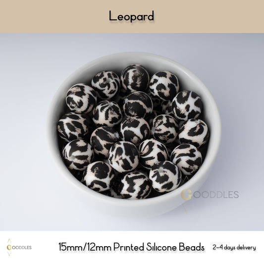 Leopard Silicone Beads Printed Round Silicone Beads