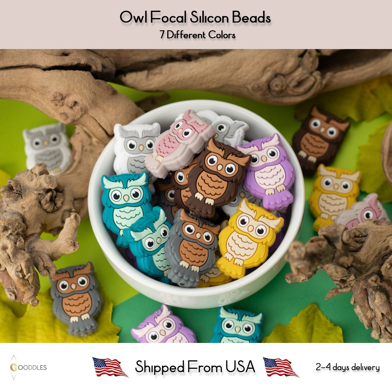 Owl Silicone Focal Beads