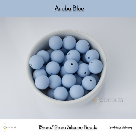 Aruba Blue Silicone Beads Round Silicone Beads