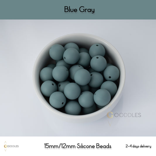 Blue Gray Silicone Beads Round Silicone Beads