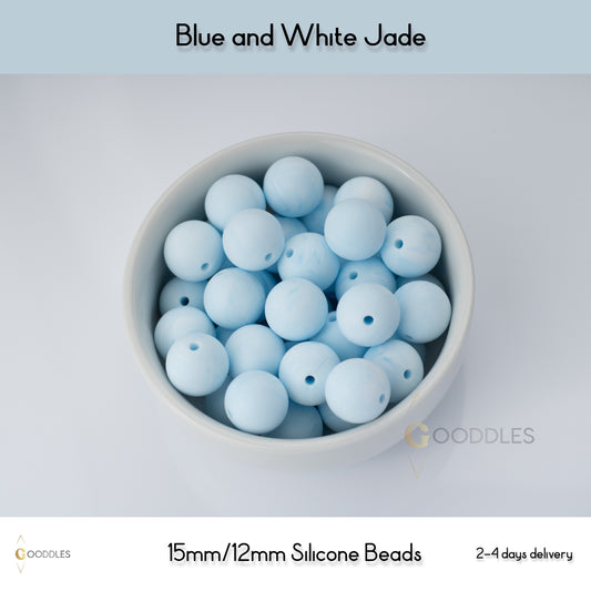 Blue and White Jade Silicone Beads Round Silicone Beads
