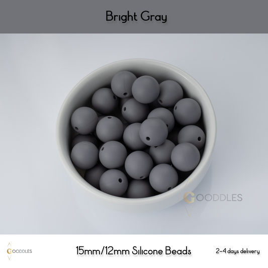 Bright Gray Silicone Beads Round Silicone Beads