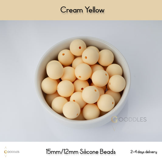 Cream Yellow Silicone Beads Round Silicone Beads