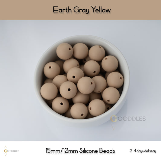 Earth Gray Yellow Silicone Beads Round Silicone Beads