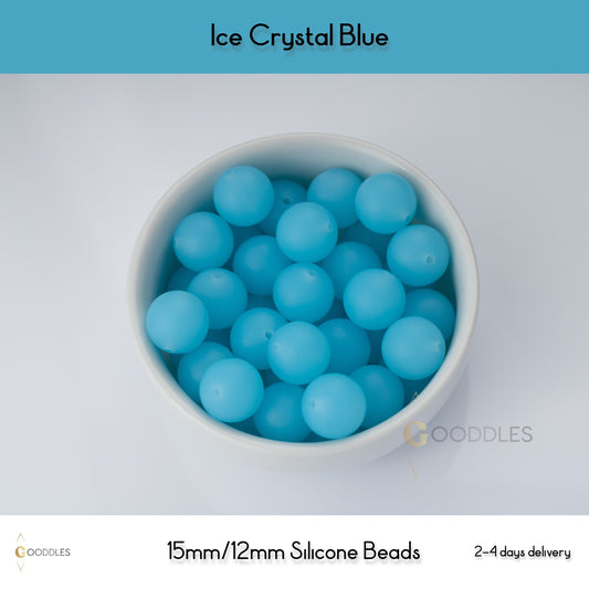 Ice Crystal Blue Silicone Beads Round Silicone Beads